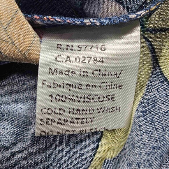 Papilliion Tropical Short Sleeve Top with Back Button Detail, Women's, Teal, NWT - Picture 5 of 6